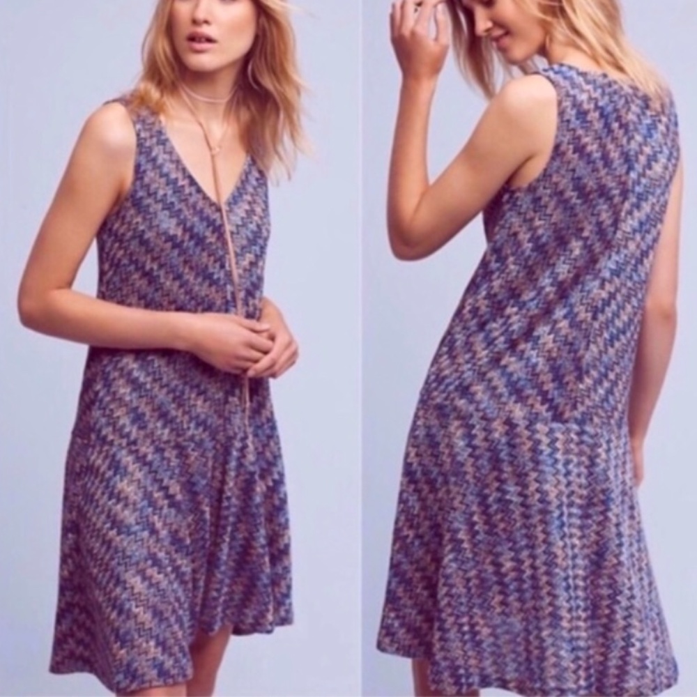 Anthropologie Maeve Westwater chevron stripe knit dress. Size large.